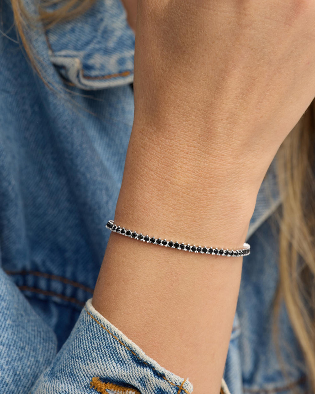 Not Your Basic Tennis Bracelet 2mm - Silver|Black Diamondettes