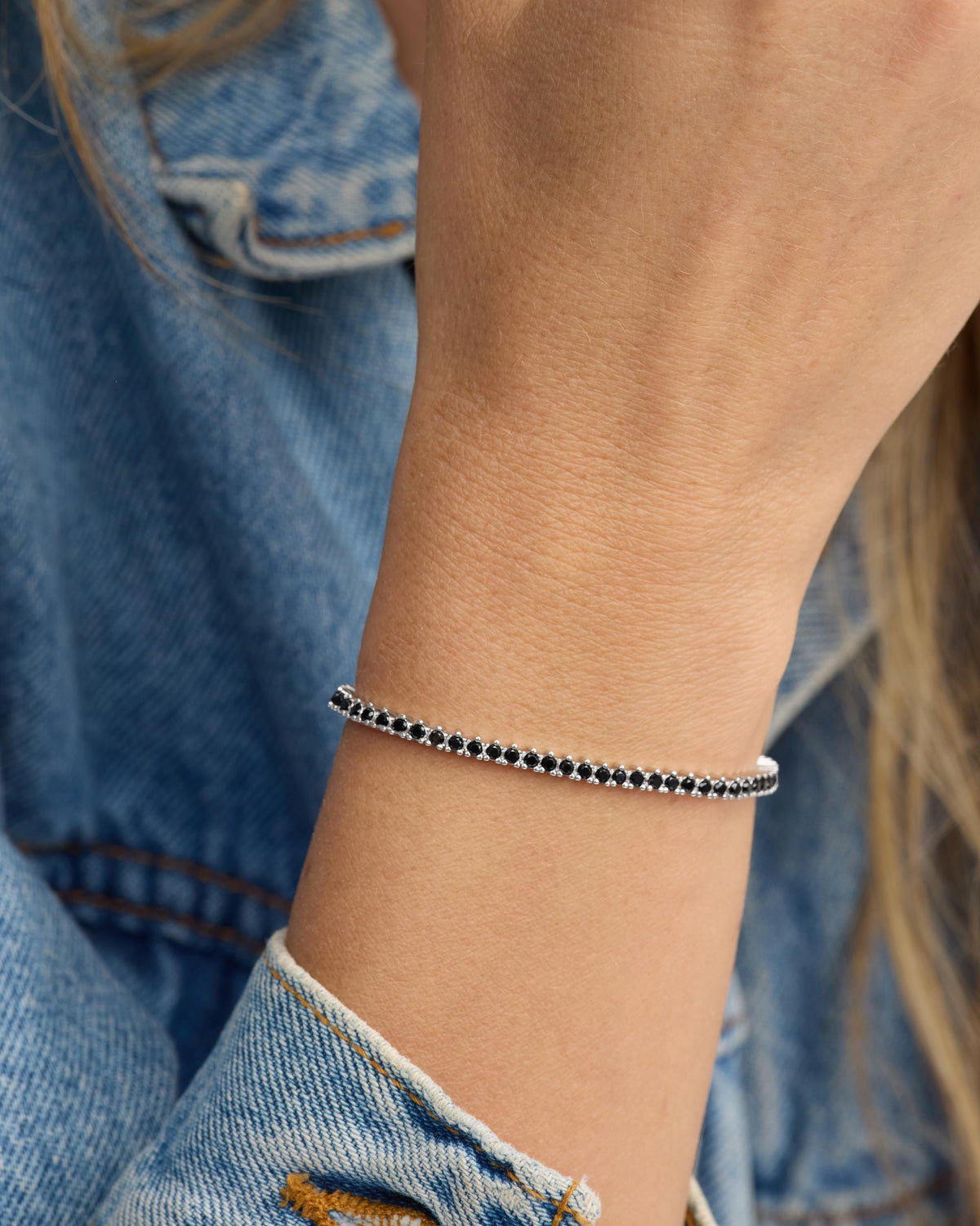 Not Your Basic Tennis Bracelet 2mm - Silver|Black Diamondettes