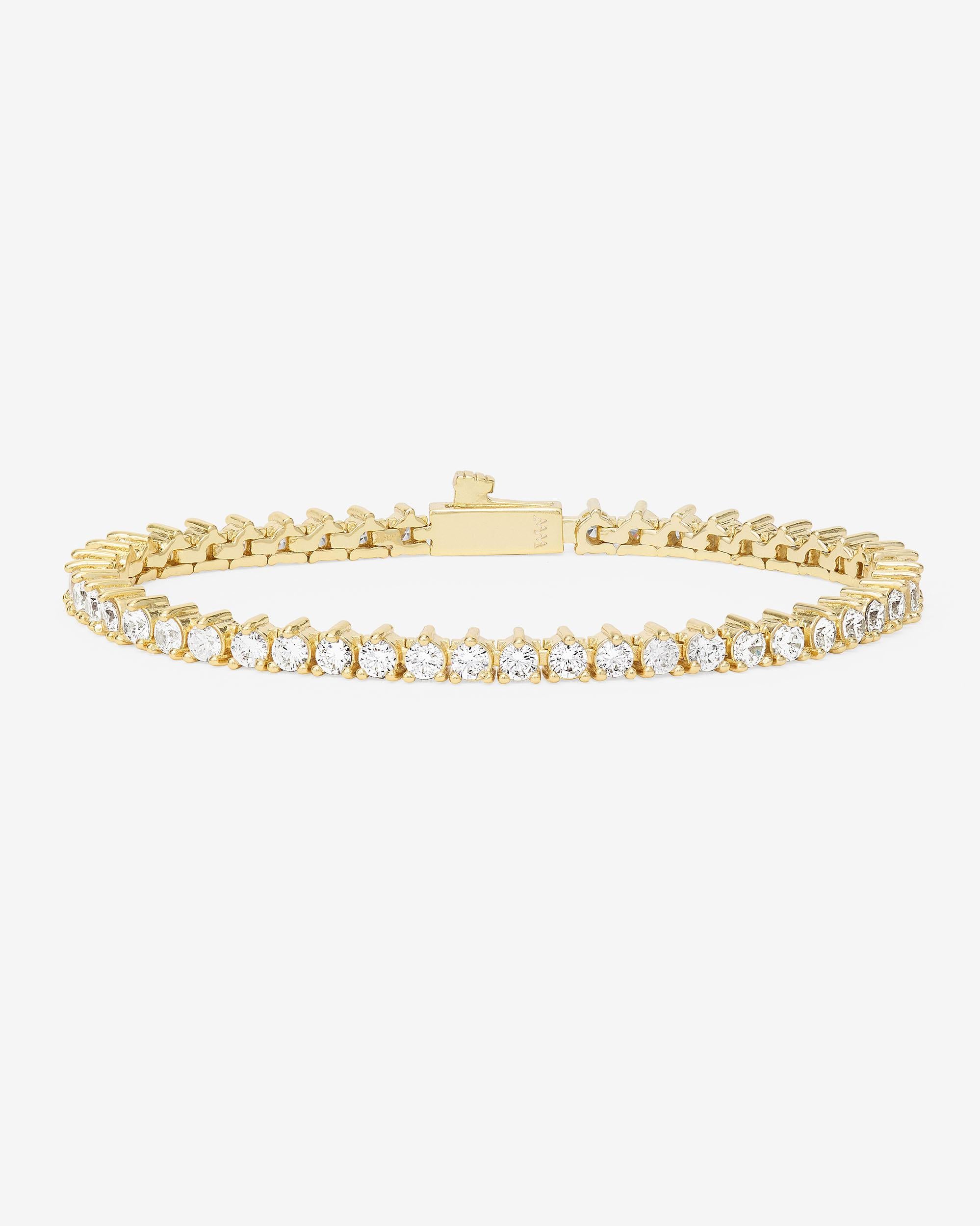 Not Your Basic Tennis Bracelet - Gold|White Diamondettes
