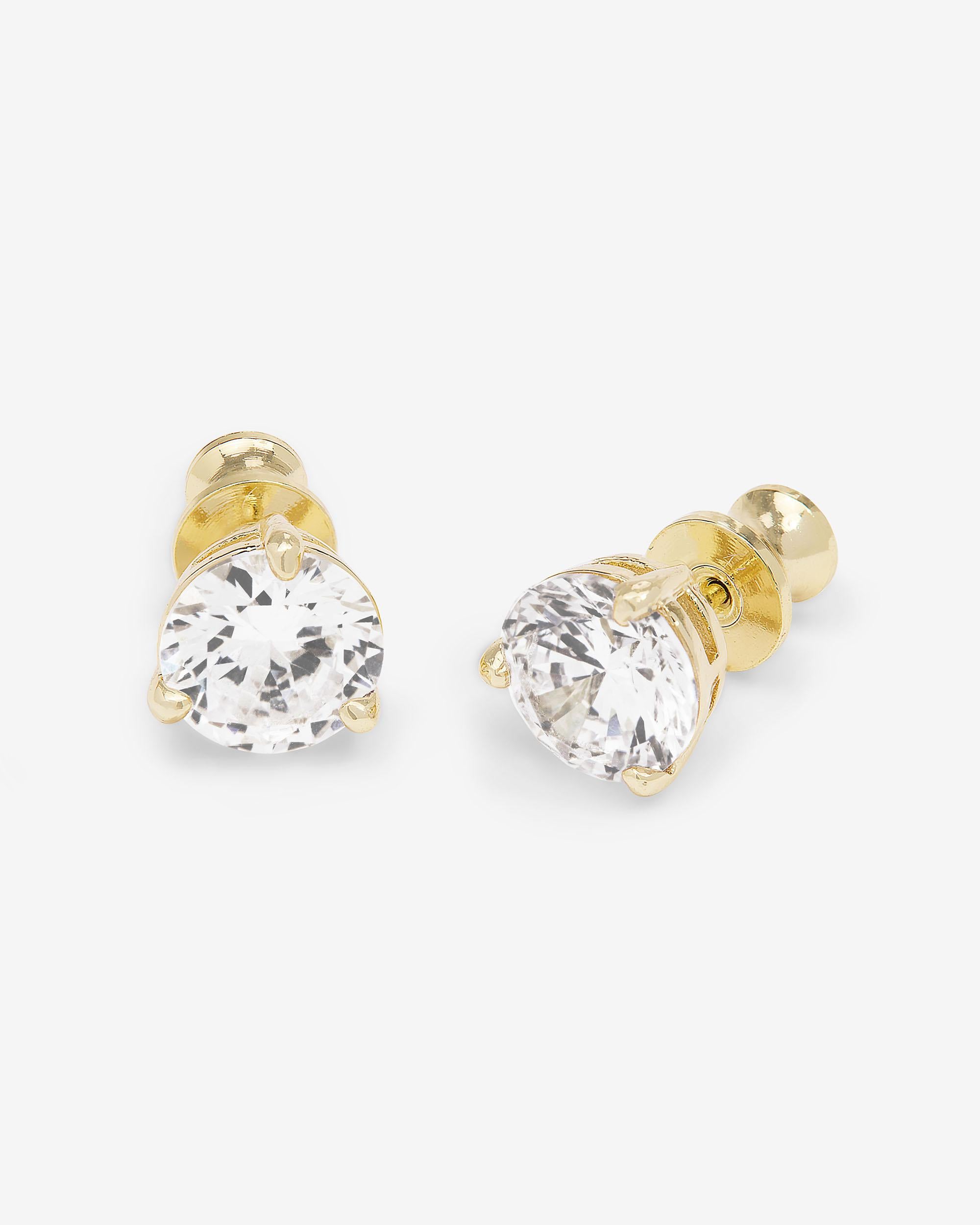 Not Your Basic 8mm Studs - Gold|White Diamondettes