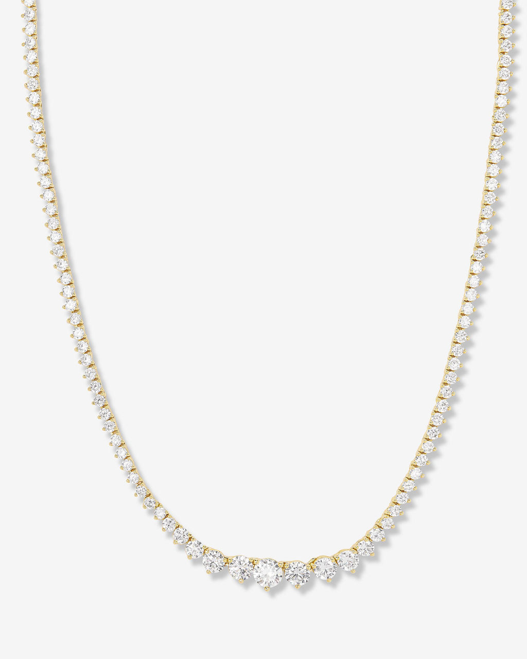 Not Your Basic Graduated Tennis Necklace - Gold|White Diamondettes