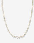 Not Your Basic Graduated Tennis Necklace - Gold|White Diamondettes