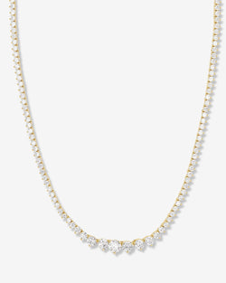 Not Your Basic Graduated Tennis Necklace - Gold|White Diamondettes