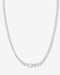 Not Your Basic Graduated Tennis Necklace - Silver|White Diamondettes