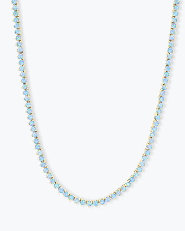 Not Your Basic Blue Opal Tennis Necklace 18" - Gold|Blue Opal