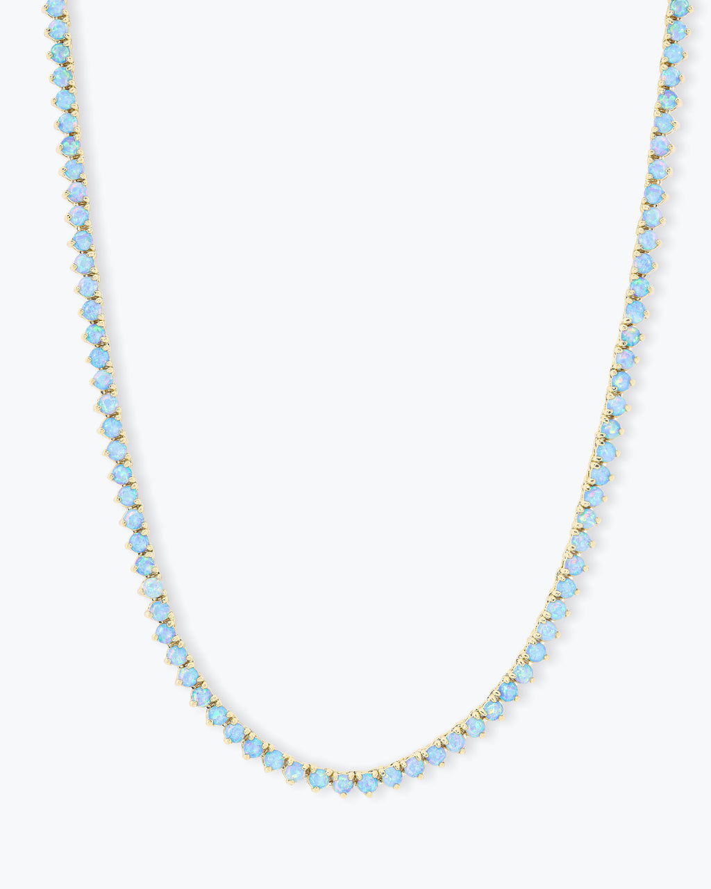 Not Your Basic Tennis Necklace 3mm - Gold|Blue Opal