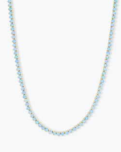 Not Your Basic Tennis Necklace 3mm - Gold|Blue Opal