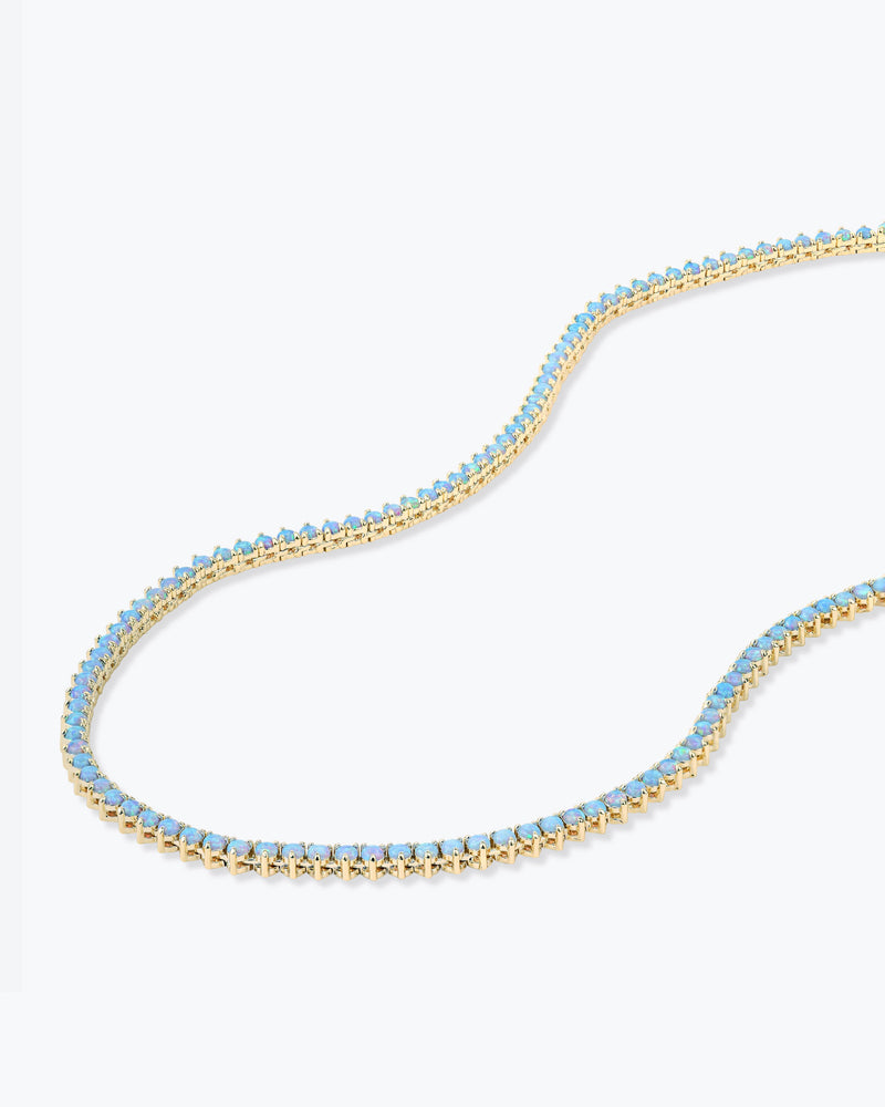 Not Your Basic Blue Opal Tennis Necklace 18" - Gold|Blue Opal
