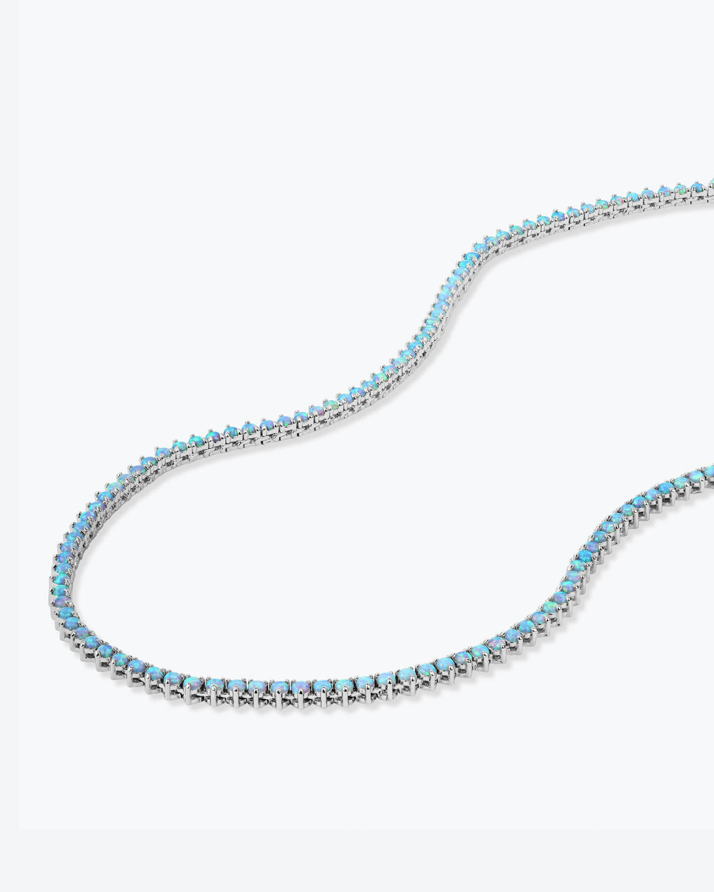 Not Your Basic Tennis Necklace 3mm - Silver|Blue Opal