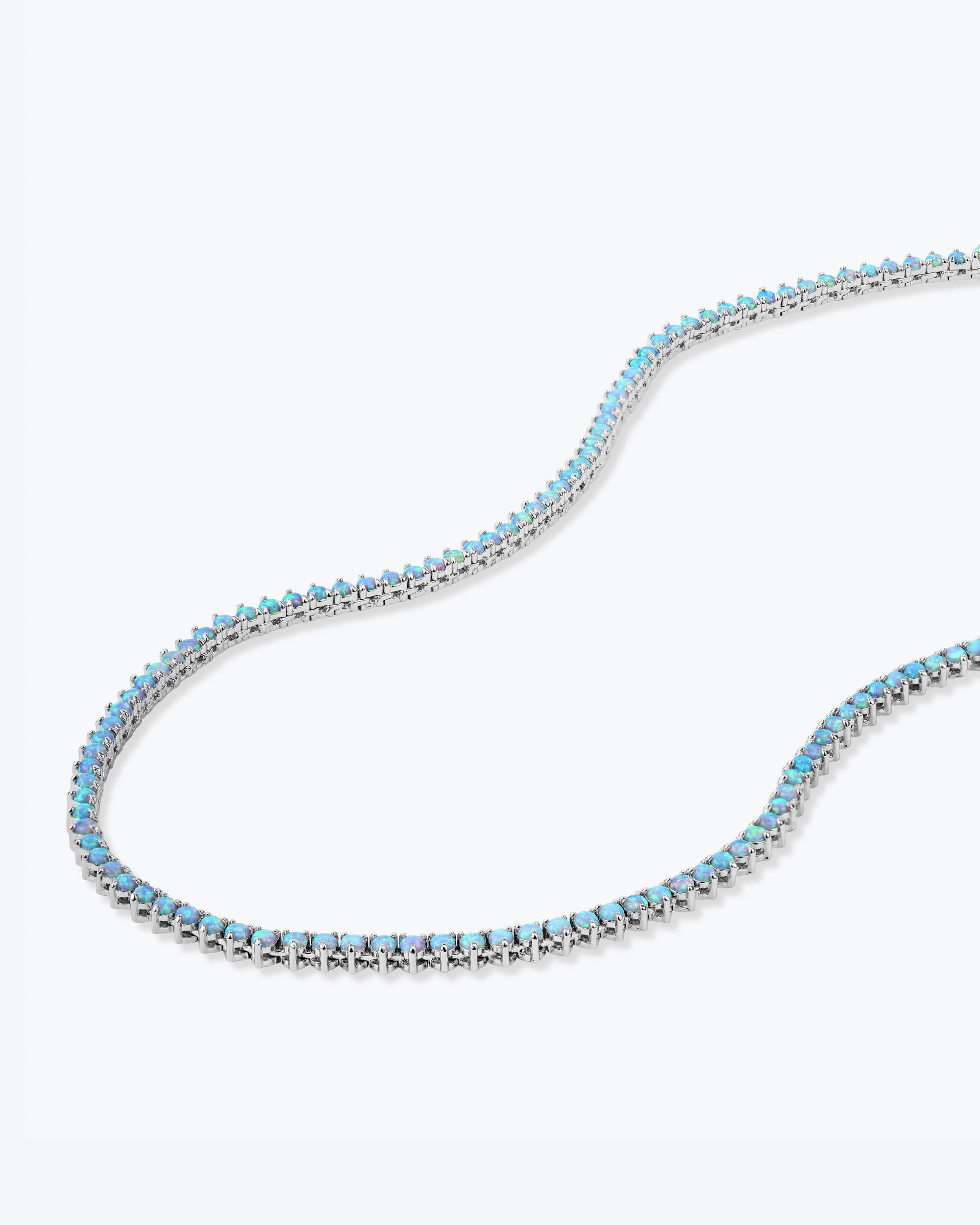 Not Your Basic Tennis Necklace 3mm - Silver|Blue Opal
