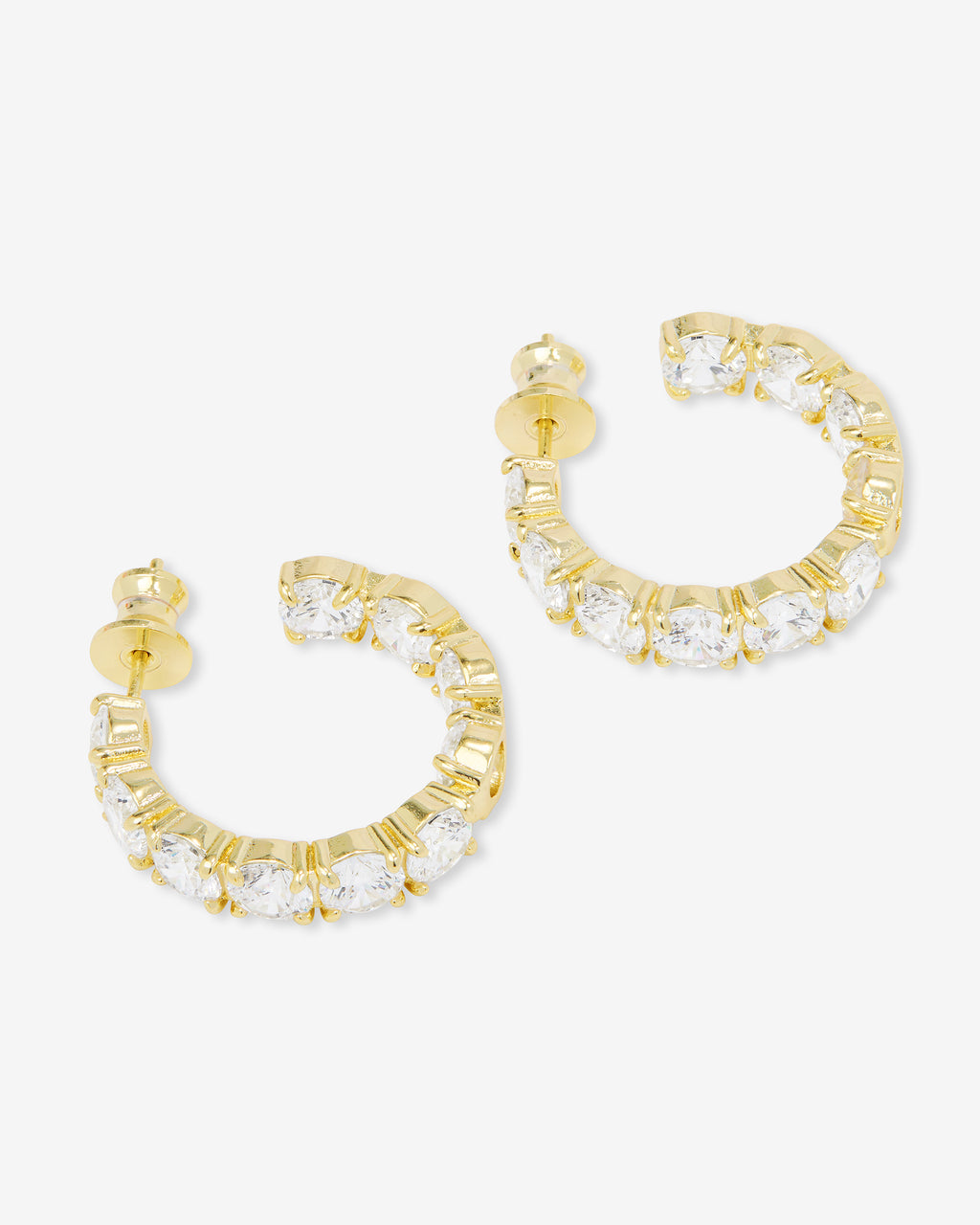 "Oh She Fancy" Hoops 1" - Gold|White Diamondettes