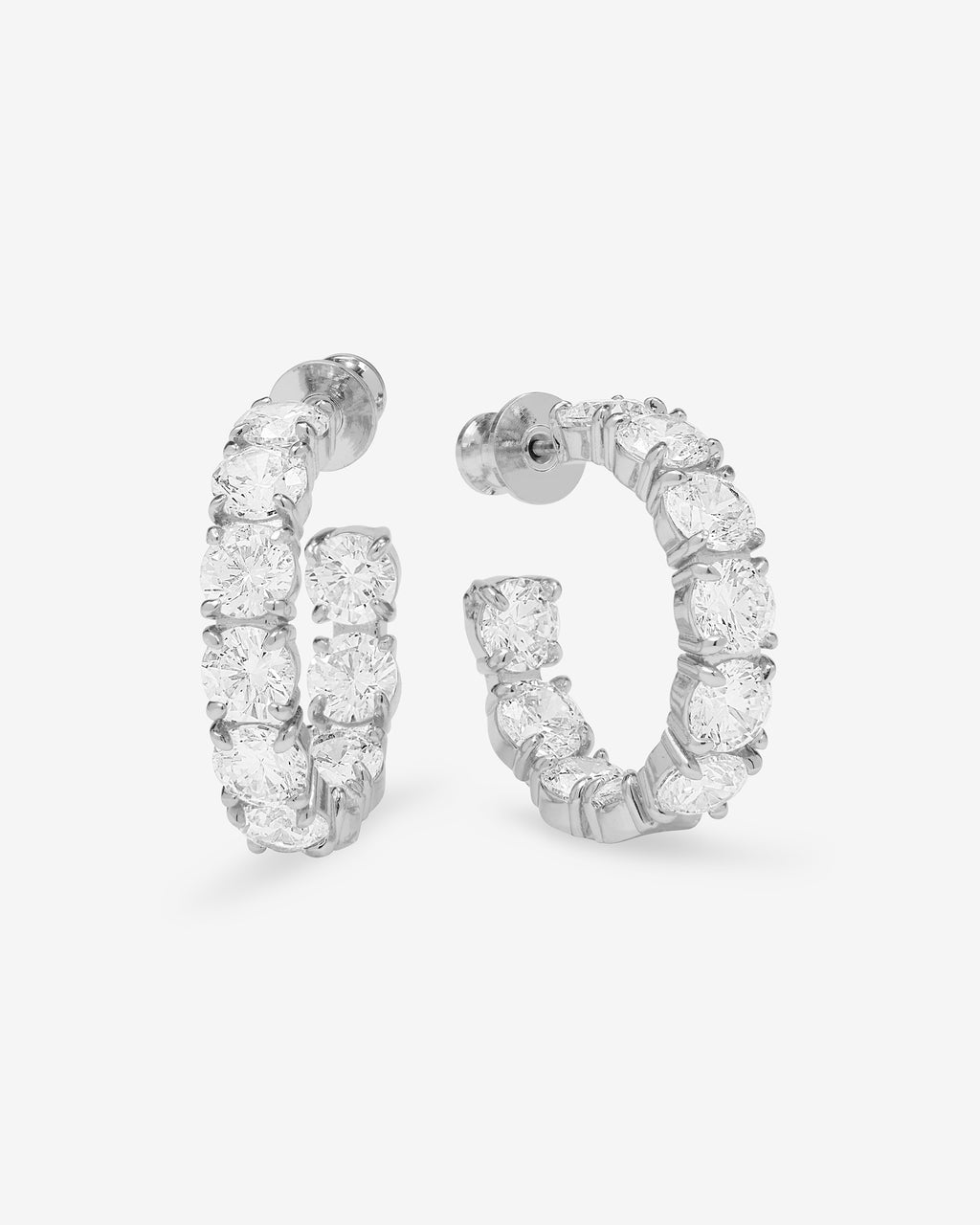 "Oh She Fancy" Hoops 1" Silver White Diamondettes