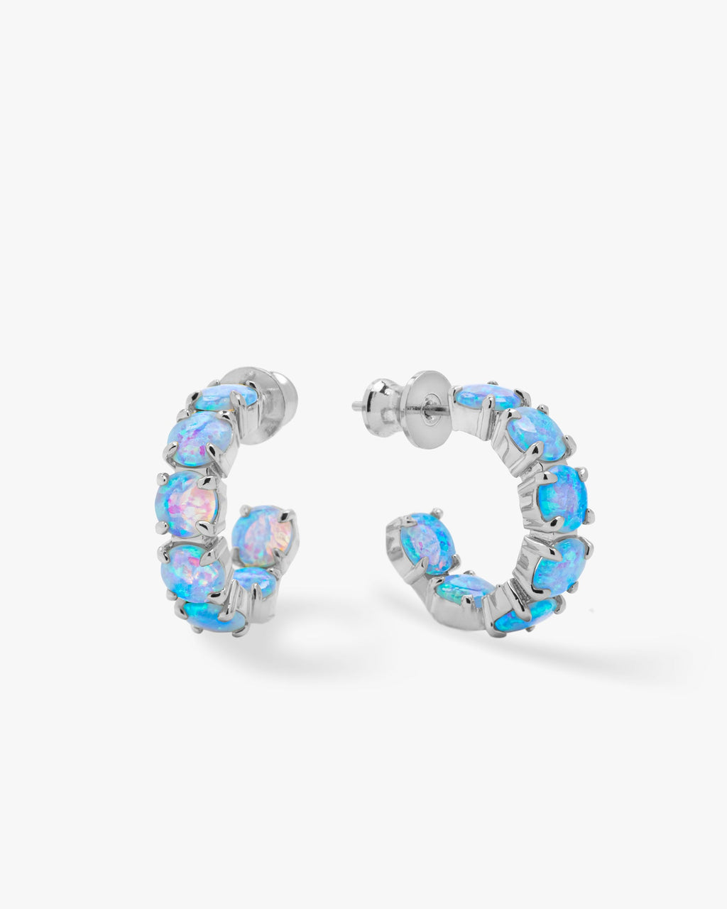 "Oh She Fancy" Hoops .75" Silver Blue Opal