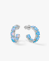 "Oh SHE Fancy" Opal Hoops .75" - Silver|Blue Opal