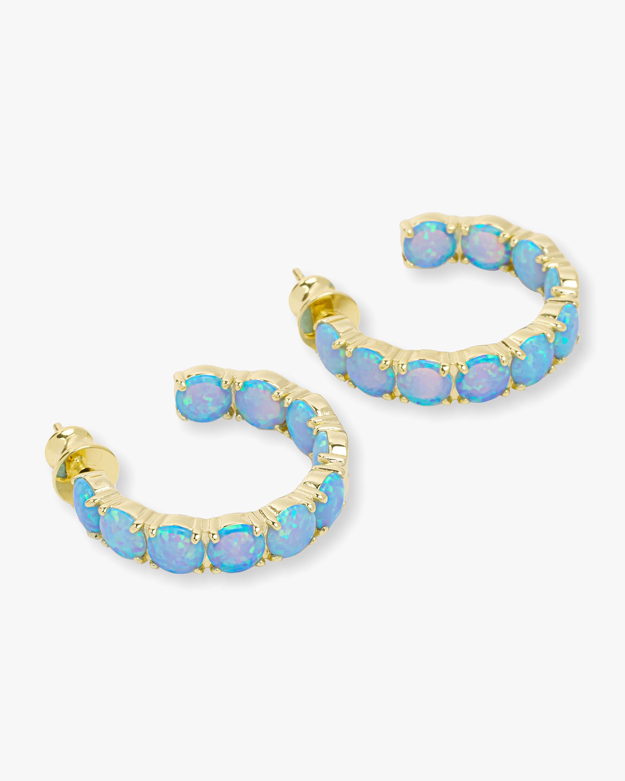 "Oh She Fancy" Hoops 1" - Gold|Blue Opal