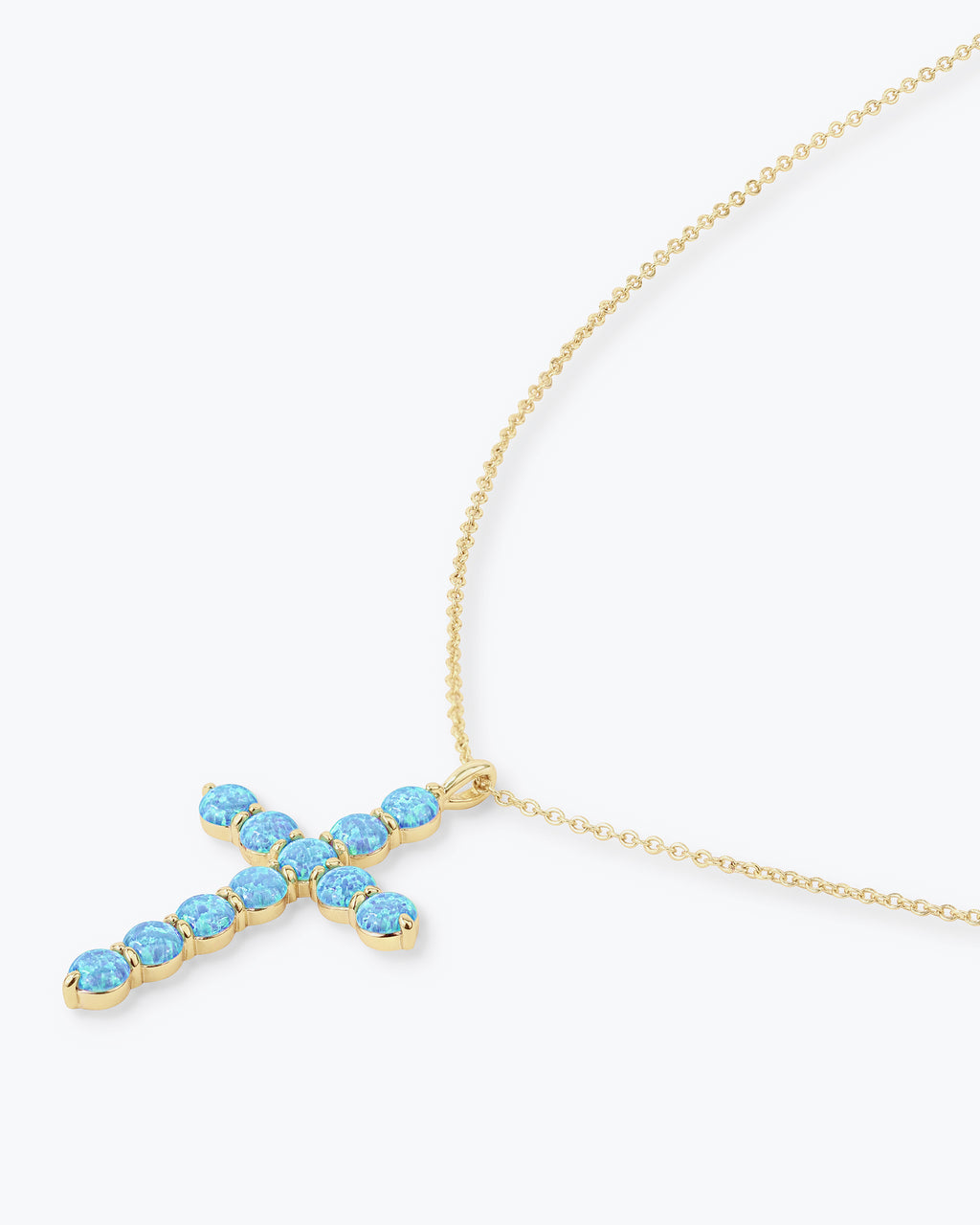 "Oh She Fancy" Cross Pendant - Gold|Blue Opal