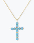"Oh She Fancy" Cross Pendant - Gold|Blue Opal