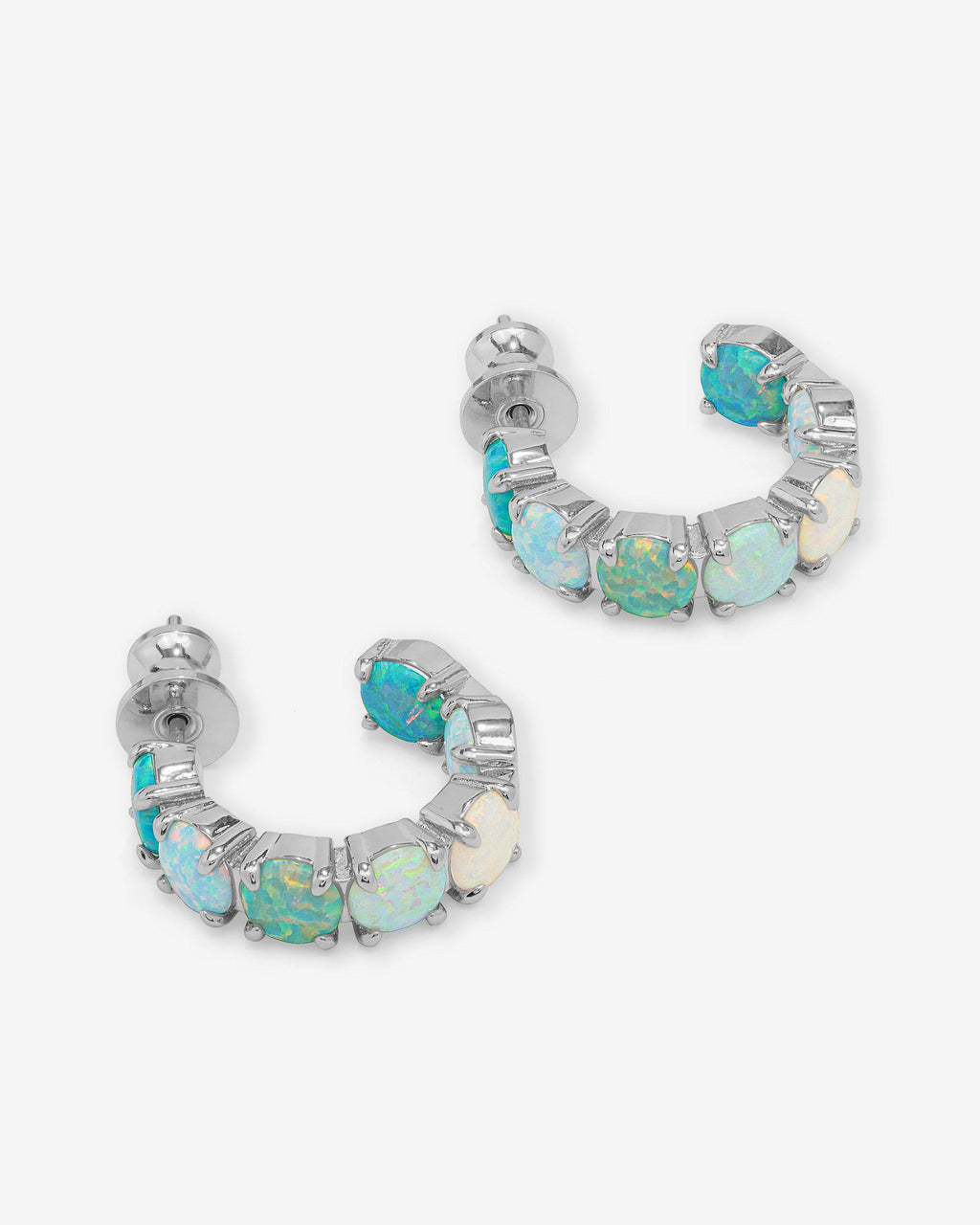 "Oh She Fancy" Ombré Hoops .75" - Silver|Blue Opal Ombré