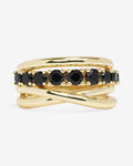 "Oh She Fancy" Stacked Diamond Ring - Gold|Black Diamondettes