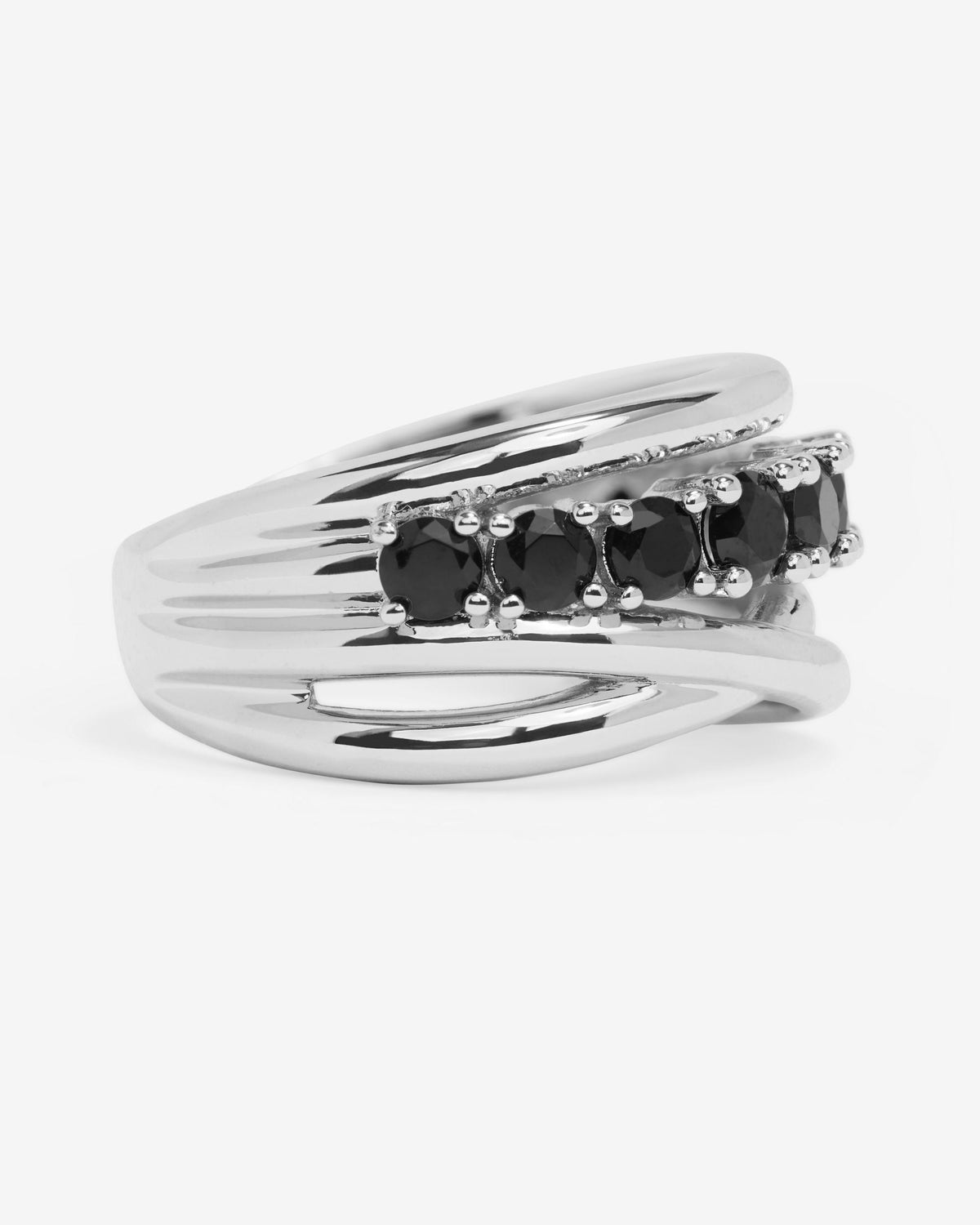 "Oh She Fancy" Stacked Diamond Ring - Silver|Black Diamondettes