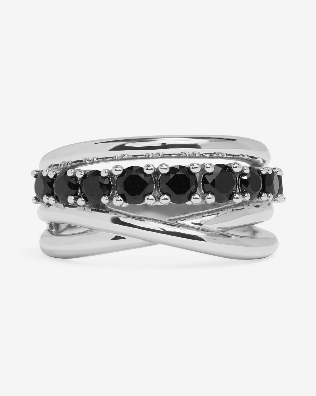 "Oh She Fancy" Stacked Diamond Ring - Silver|Black Diamondettes