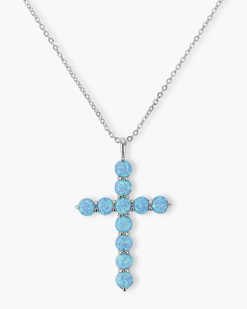 "Oh She Fancy" Cross Pendant - Silver|Blue Opal