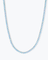 Not Your Basic Blue Opal Tennis Necklace 18" - Silver|Blue Opal