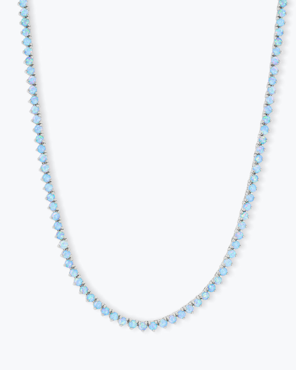Not Your Basic Tennis Necklace 3mm - Silver|Blue Opal