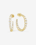 "Oh She Fancy" Graduated Hoops 1" - Gold|White Diamondettes