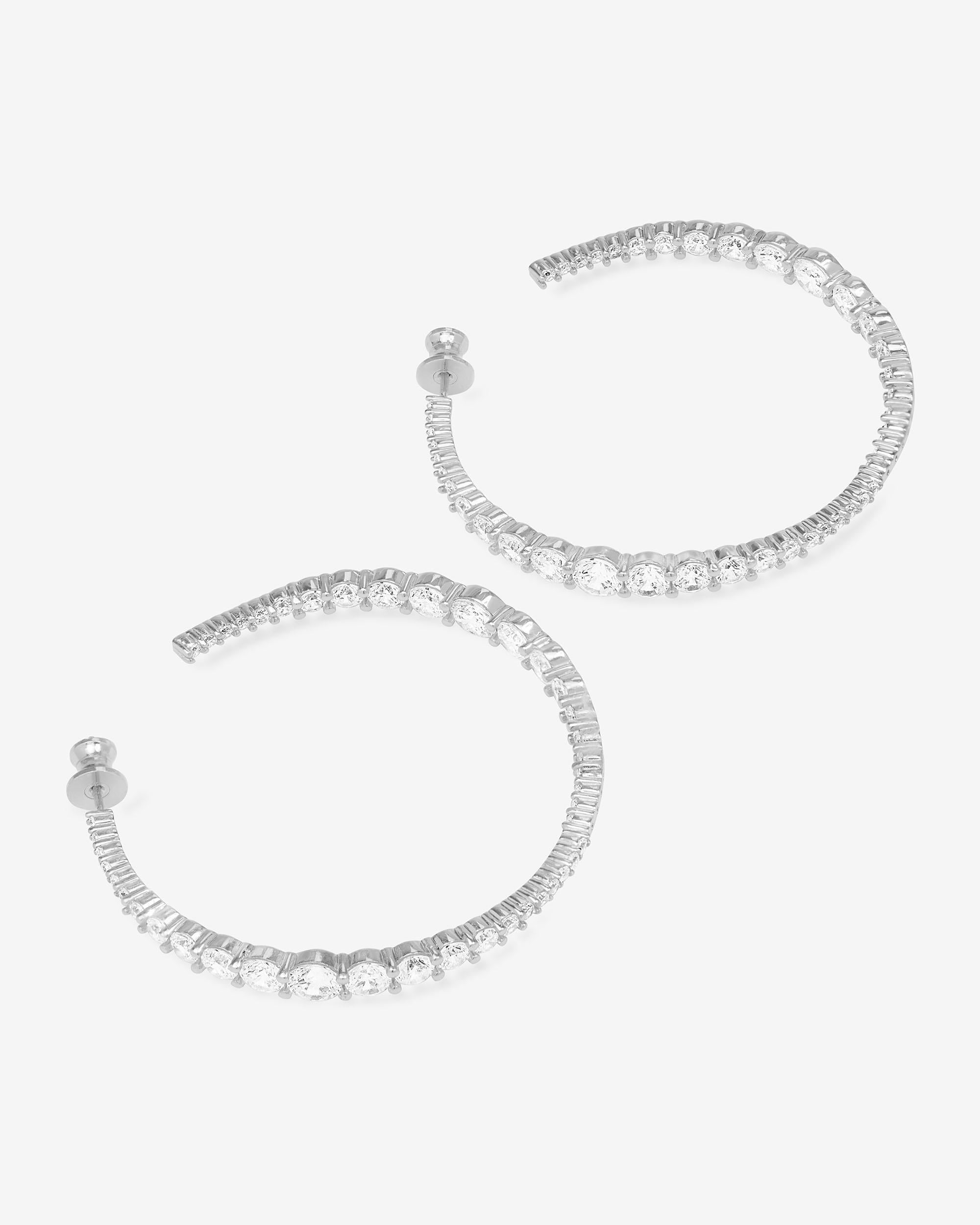 "Oh She Fancy" Graduated Hoops 2" - Silver|White Diamondettes