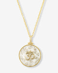 Om Medallion Necklace - Gold|White Diamondettes
