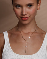 Perfect Pearl Drop Lariat Necklace - Gold