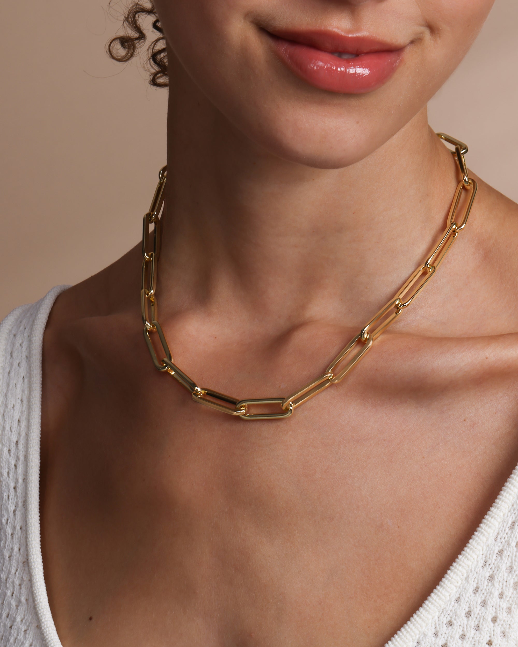 Carrie Gold Paperclip Chain Necklace