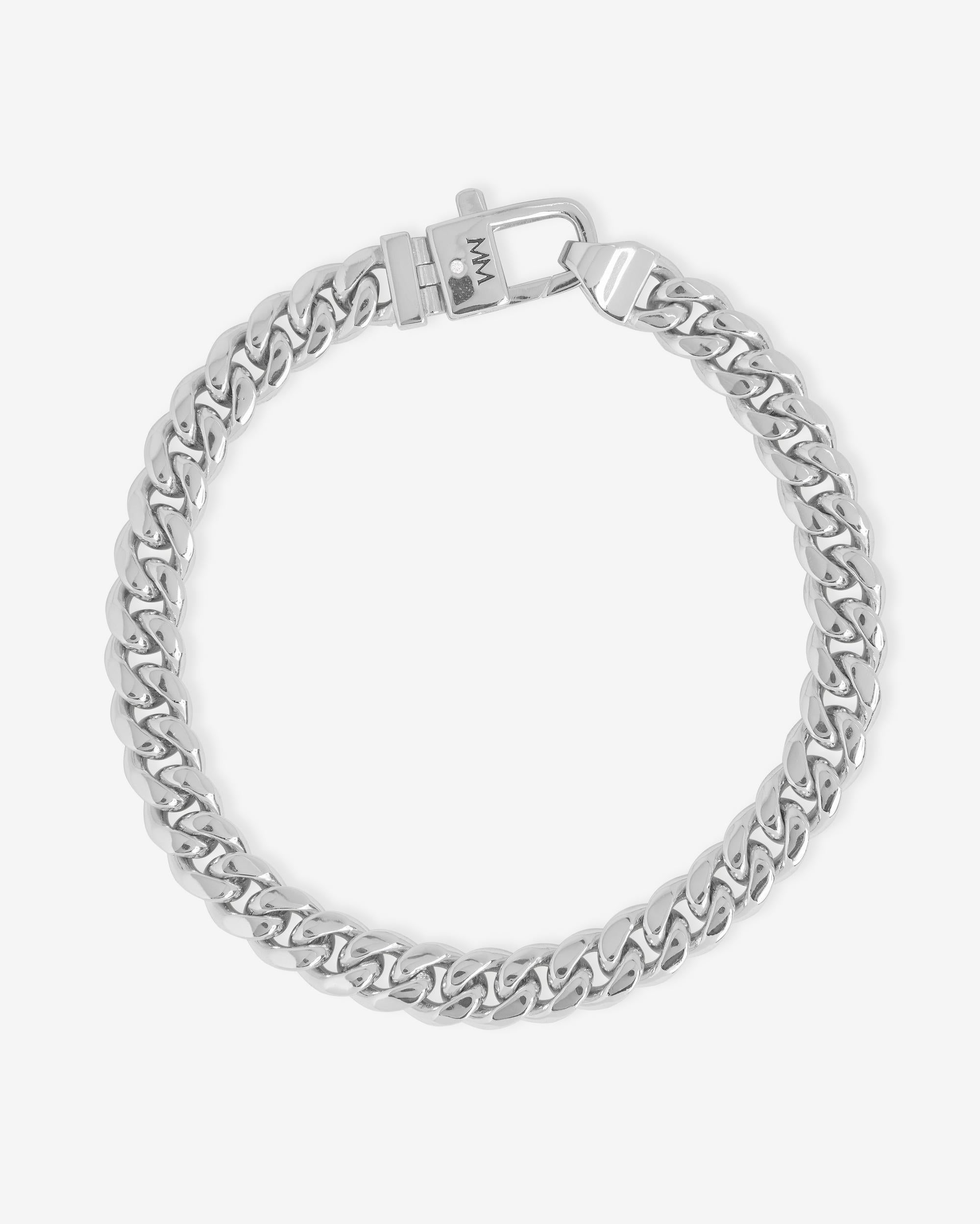 Pavé Julian Cuban Chain Bracelet 6.8mm - Silver|White Diamondettes