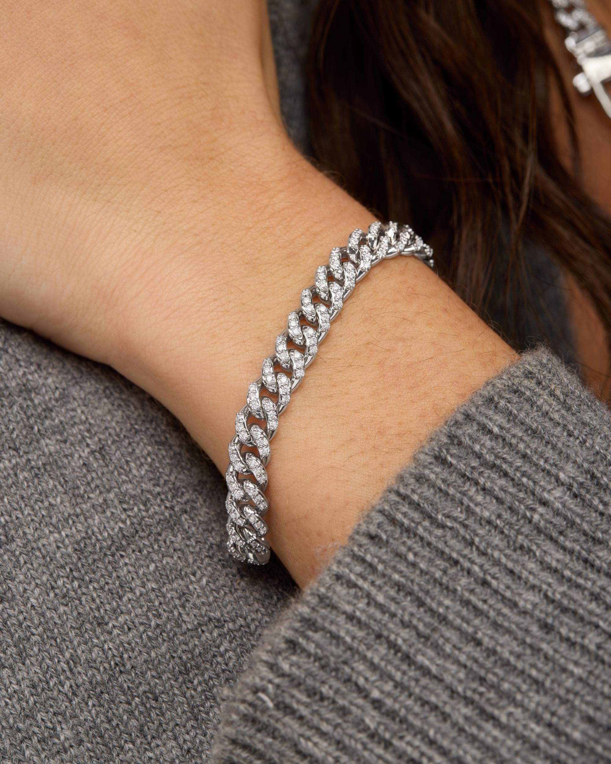 Bold Silver Pavé Julian Cuban Chain Bracelet 6.8mm – Melinda Maria