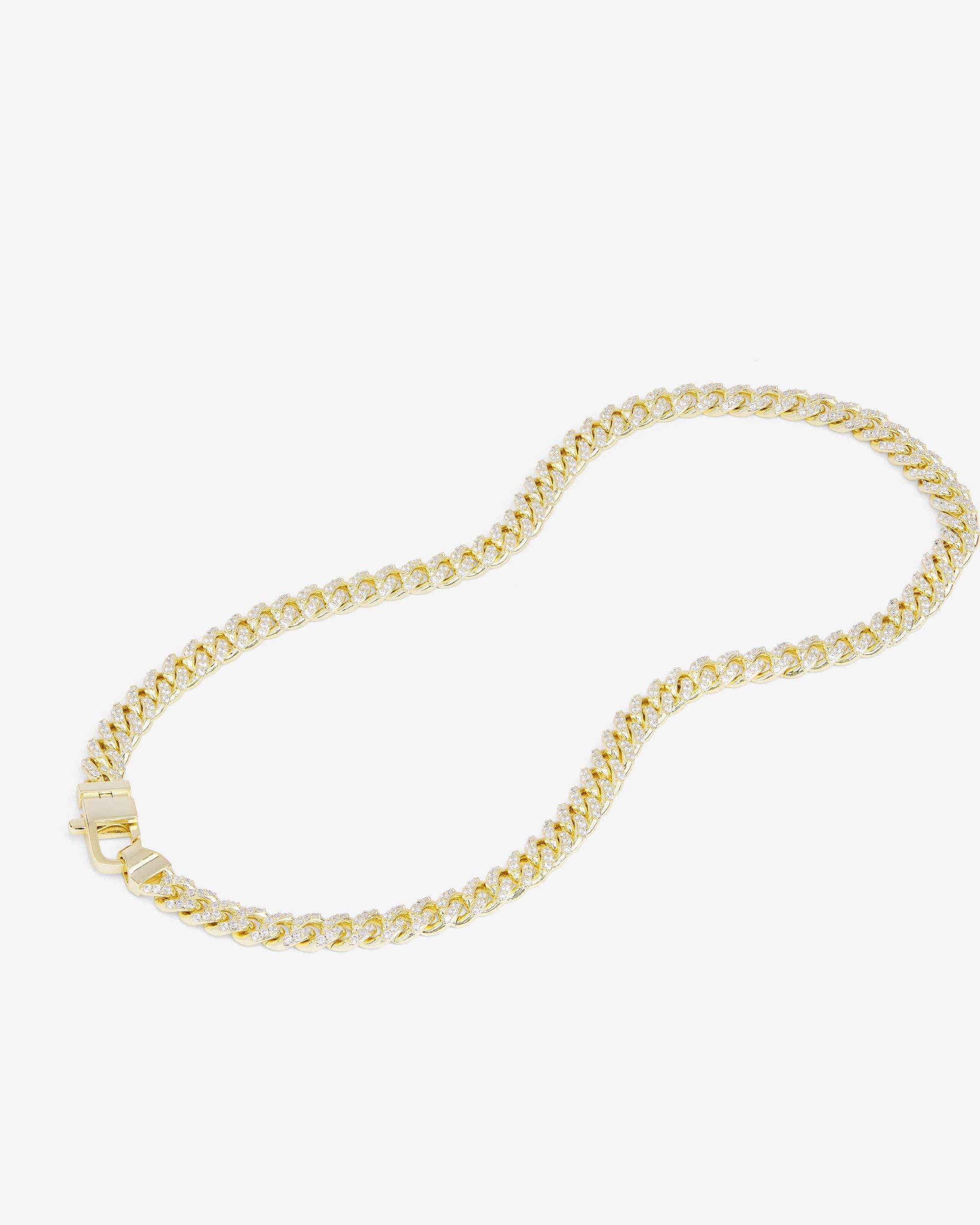 Pavé Julian Cuban Chain Necklace 6.8mm - Gold|White Diamondettes