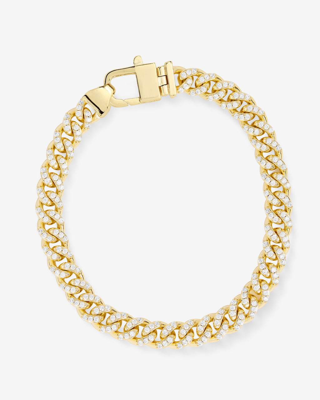 Pavé Julian Cuban Chain Bracelet 6.8mm - Gold|White Diamondettes