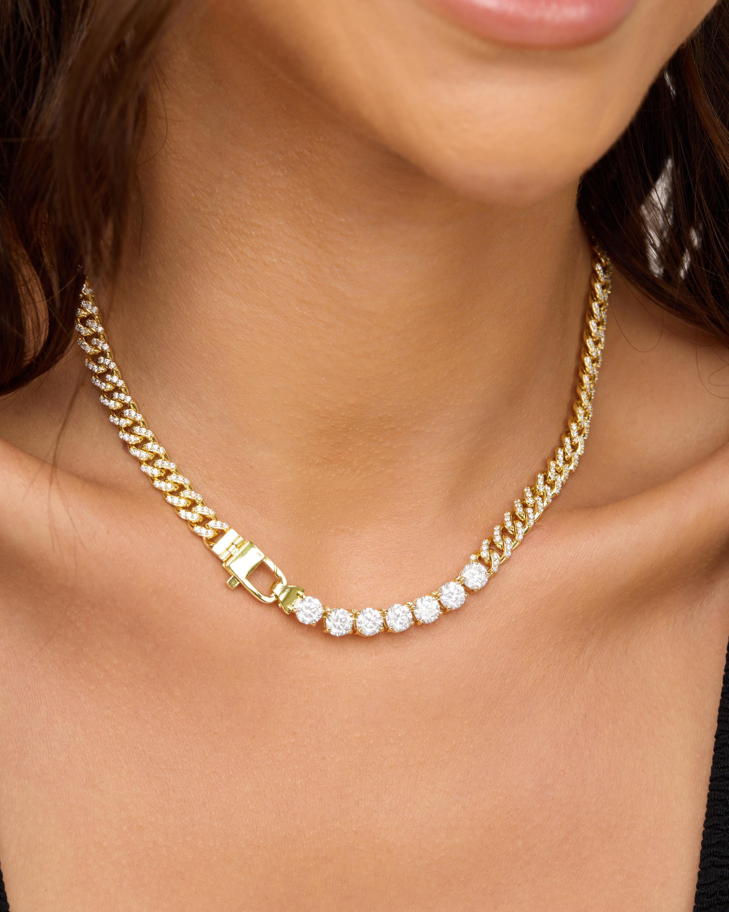 Pavé Julian Loves Diamonds Necklace 6.8mm - Gold Statement Chain