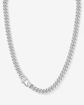 Pavé Julian Cuban Chain Necklace 6.8mm - Silver|White Diamondettes