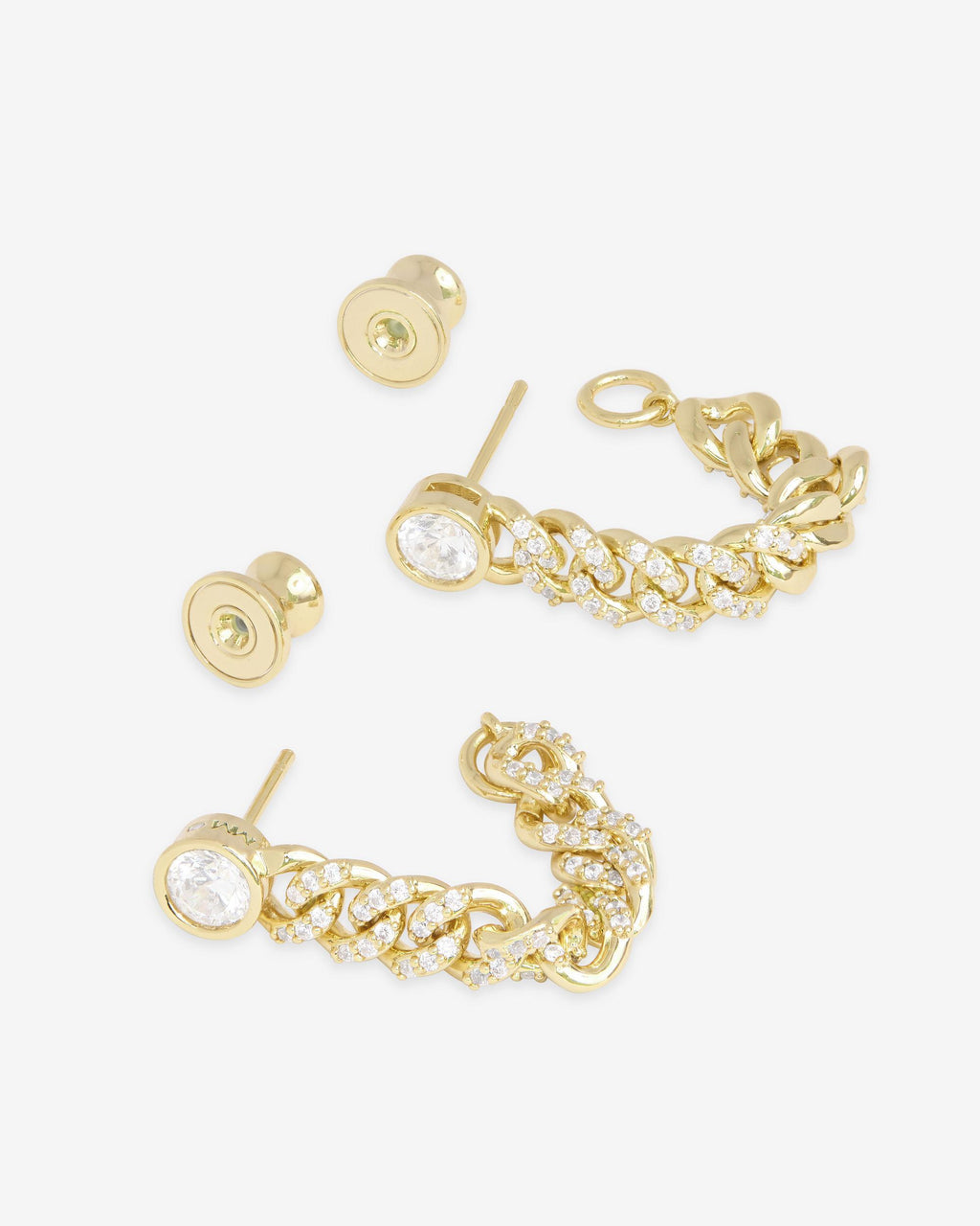 Pavé Julian 5mm Soft Chain Hoops - Gold|White Diamondettes