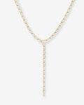 Pavé Serpent Lariat Necklace - Gold|White Diamondettes