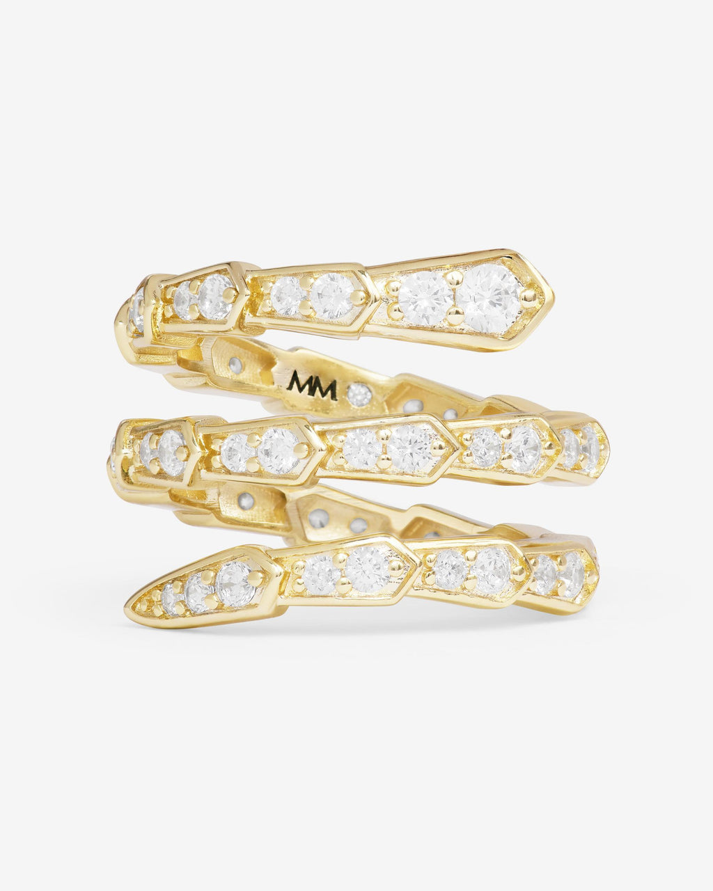 Pavé Serpent Spiral Ring - Gold|White Diamondettes