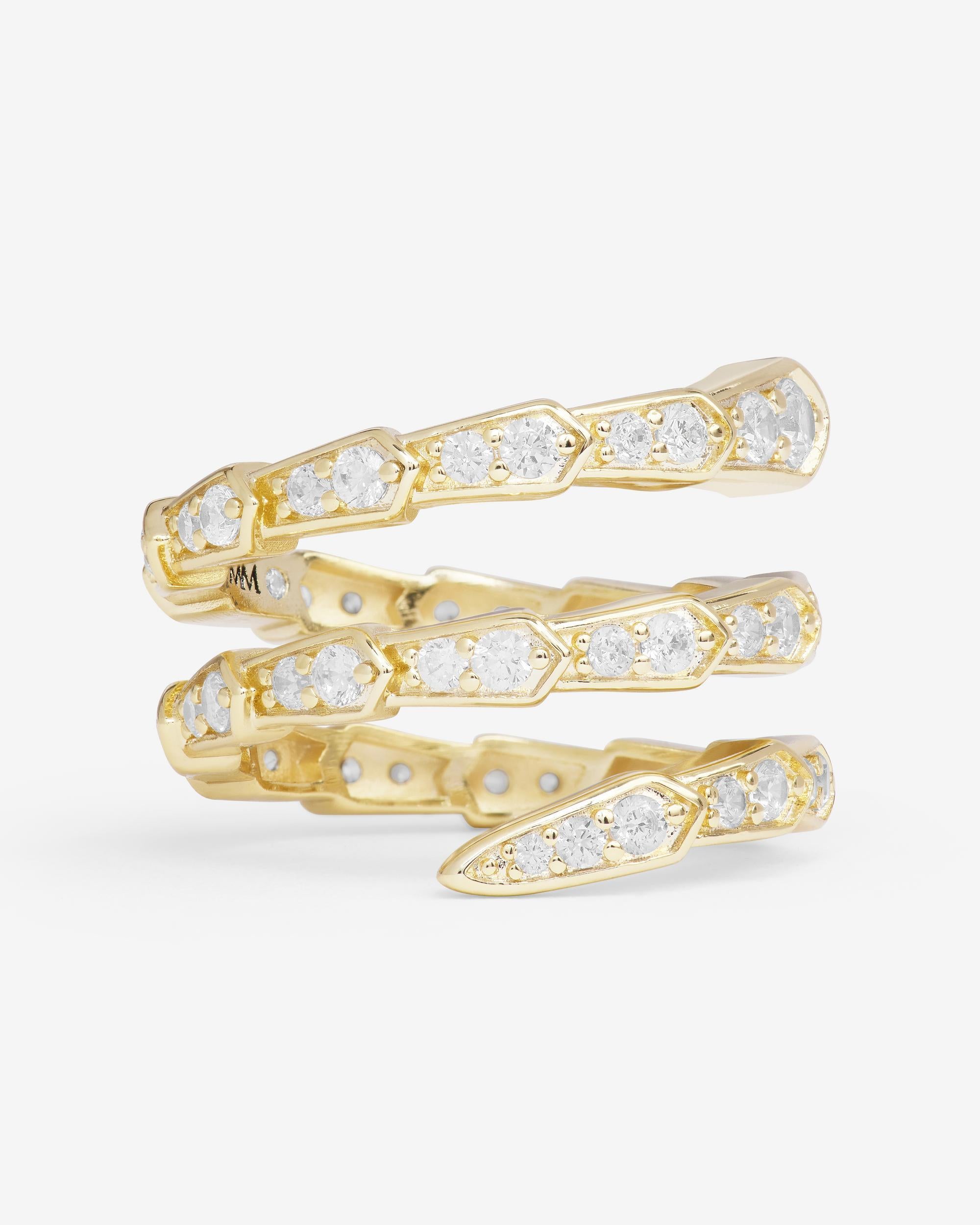 Pavé Serpent Spiral Ring - Gold|White Diamondettes