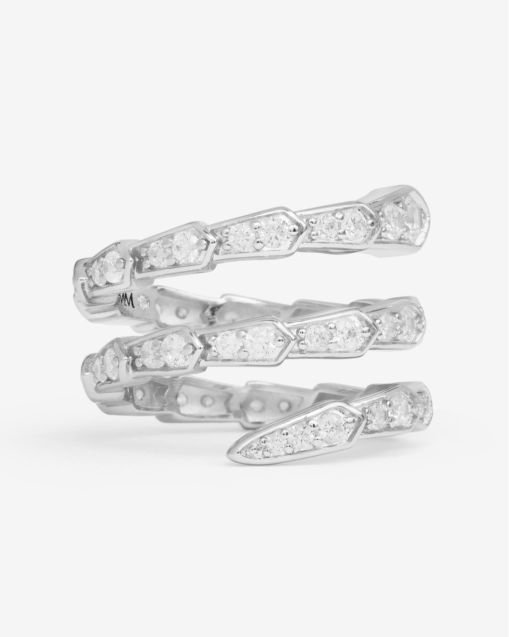 Pavé Serpent Spiral Ring - Silver|White Diamondettes