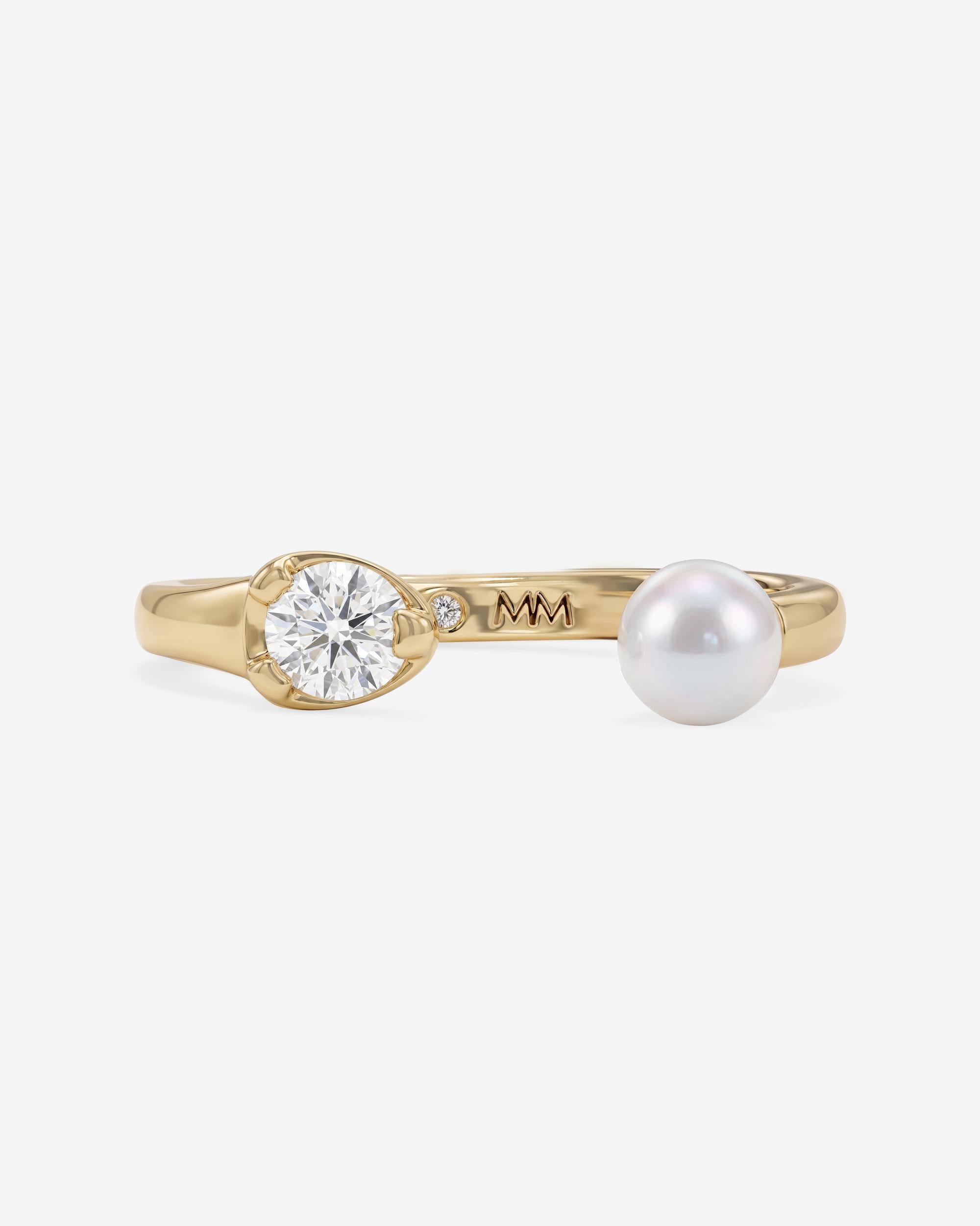 Perfect Pearl Open Ring - Gold
