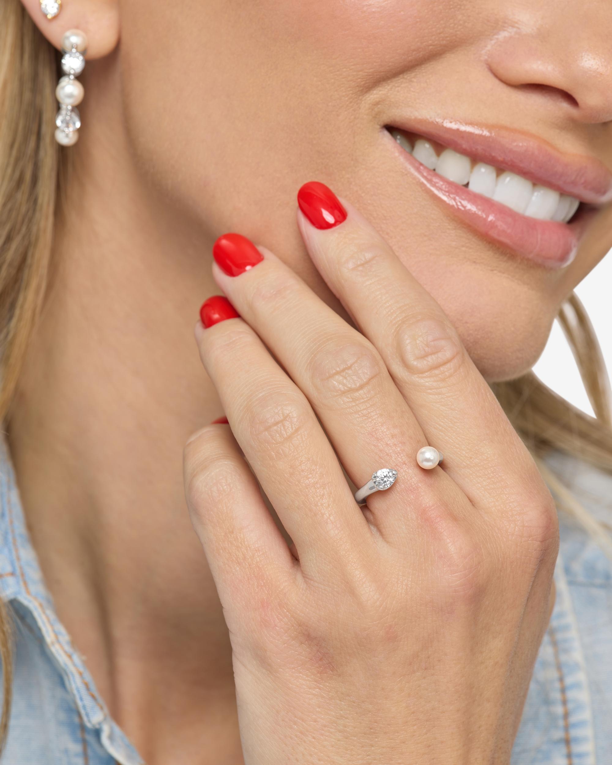Perfect Pearl Open Ring - Silver