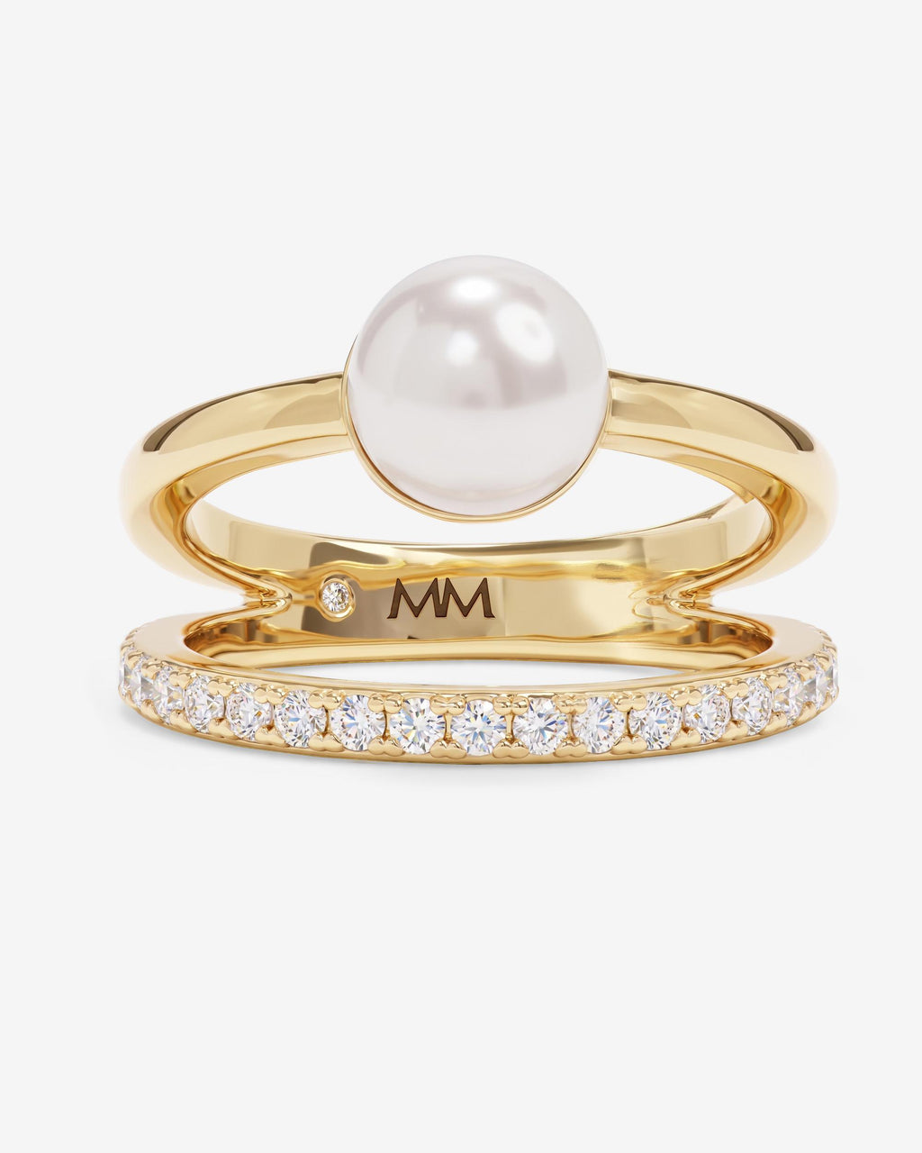 Perfect Pearl Stacked Ring - Gold