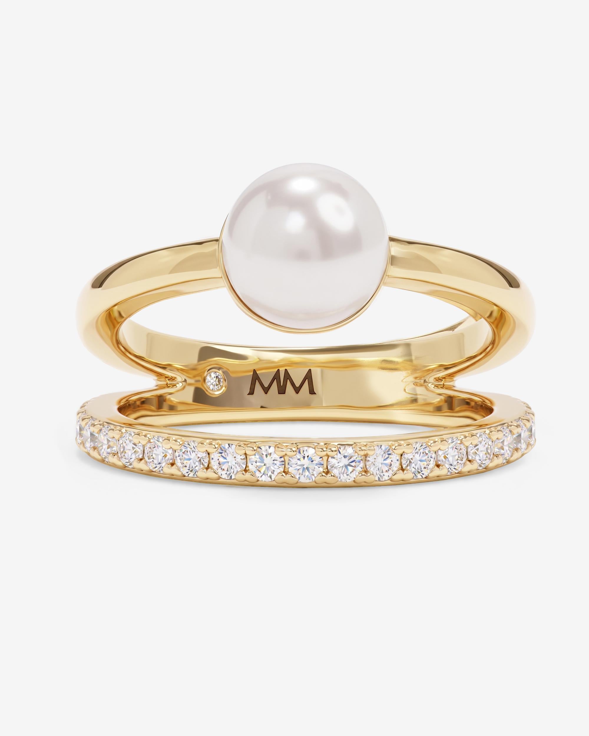 Perfect Pearl Stacked Ring - Gold
