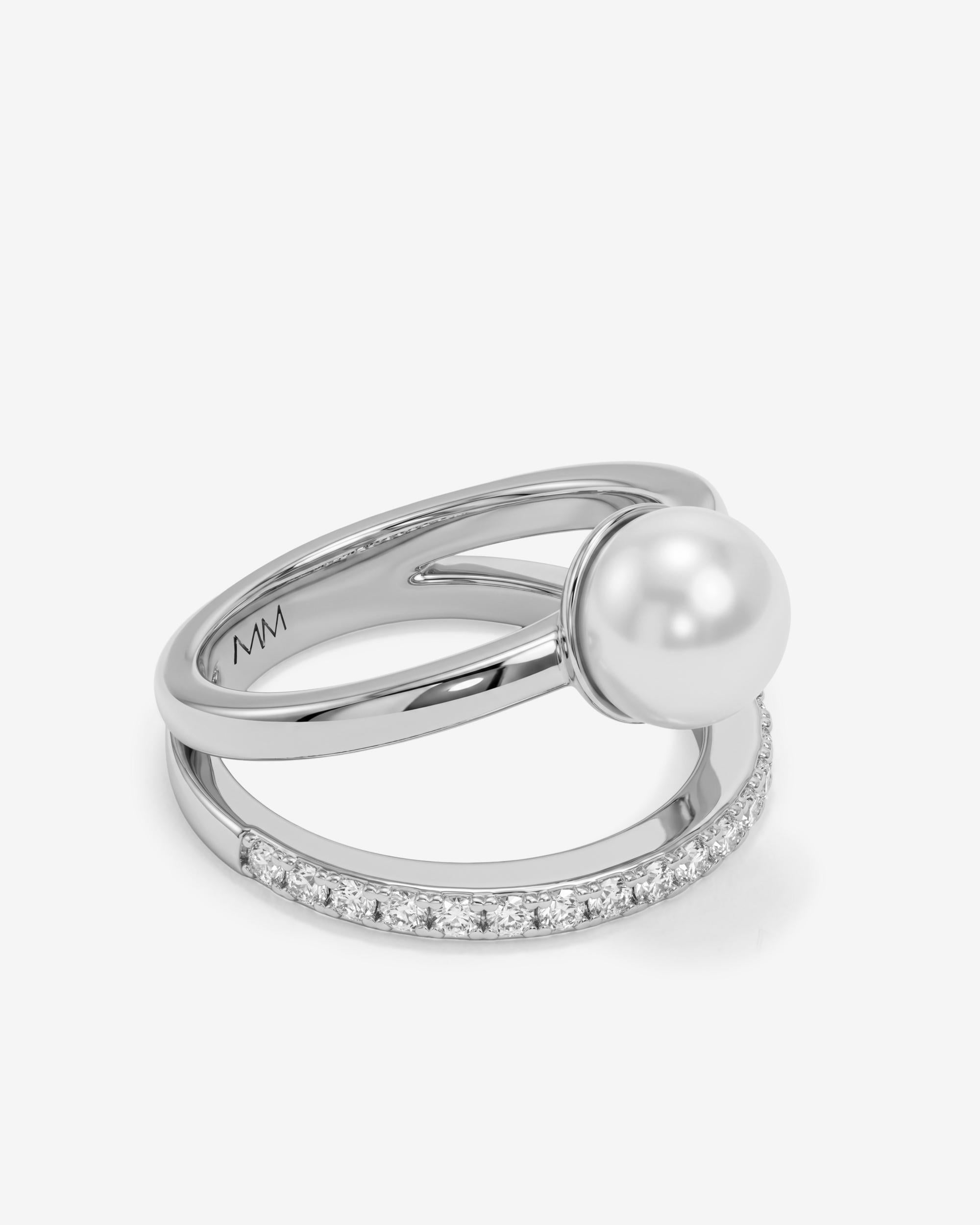 Perfect Pearl Stacked Ring - Silver