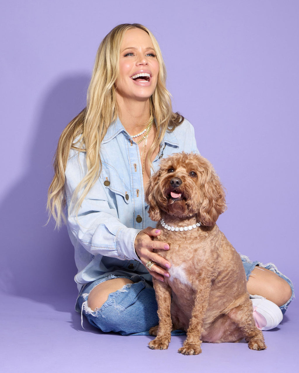 Royal Pet Tennis Necklace - Gold|White Diamondettes